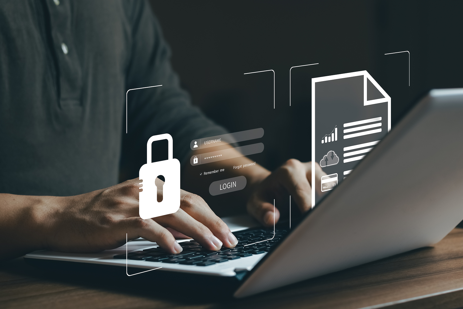 man in grey shirt logging into a protected site
